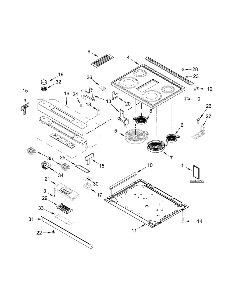 Cooktop Parts Diagram and Parts List for JES1750CEB0  Jenn-Air Range