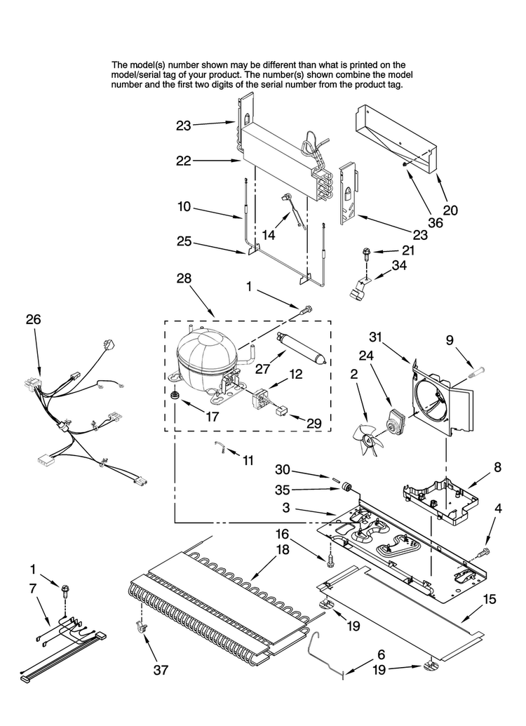 Unit Parts Diagram and Parts List for ABB1921DEW15  Amana Refrigerator