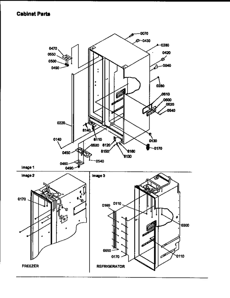 Cabinet Diagram and Parts List for SBD20S4E-P1190004WE  Amana Refrigerator