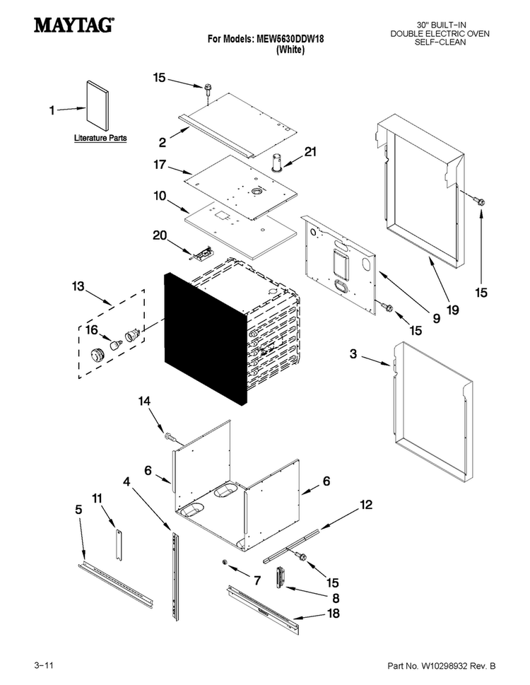 Oven Parts Diagram and Parts List for MEW5630DDW18  Maytag Wall Oven