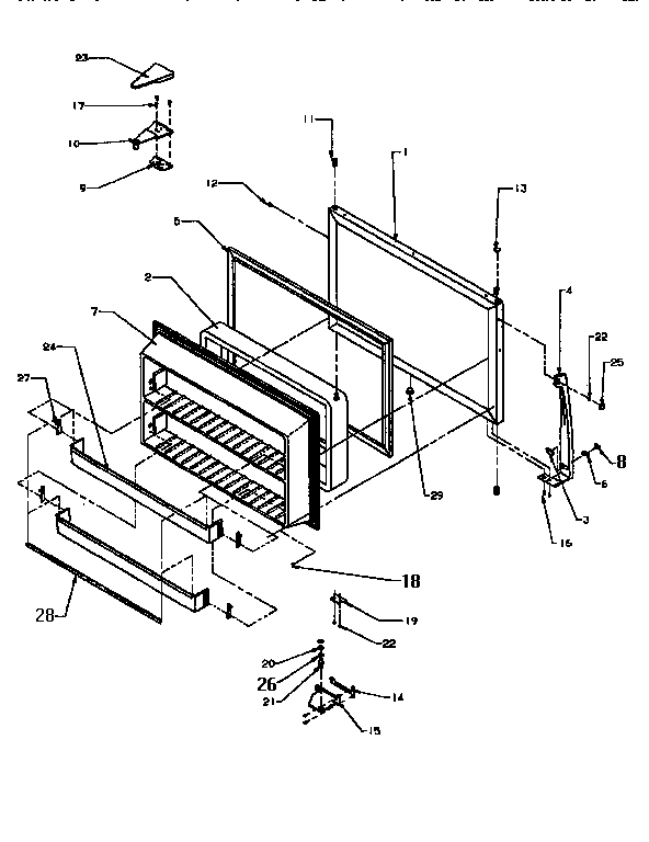 Freezer Door Diagram and Parts List for TX21R2-P1157609W  Amana Refrigerator