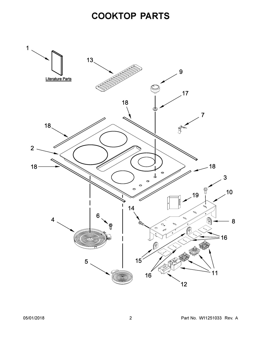 Cooktop Parts Diagram and Parts List for JED3430GB01  Maytag Cooktop