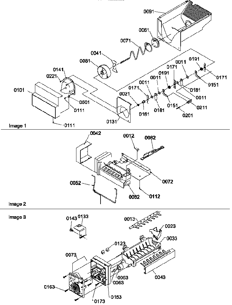 Ice Bucket Auger And Ice Maker Parts Diagram and Parts List for SRDE520TBW-P1312402WW  Amana Refrigerator