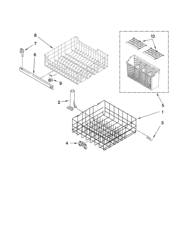 Dishrack Parts Diagram and Parts List for ADB1000AWS1  Amana Dishwasher