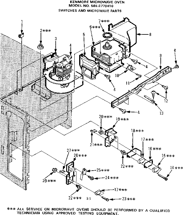 Switches And Microwave Parts Diagram and Parts List for 5658778410  Kenmore Microwave
