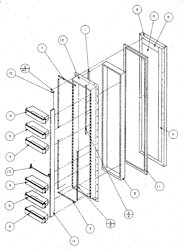 Freezer Door Diagram and Parts List for SX120J-P7870122W  Amana Refrigerator