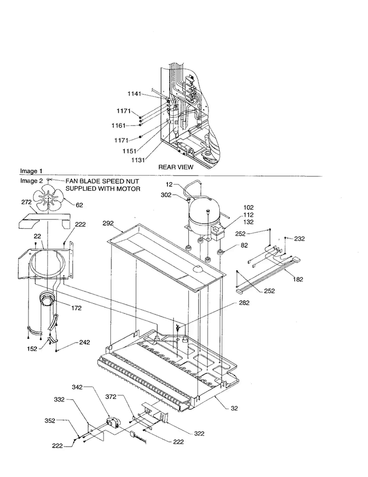 Machine Compartment Diagram and Parts List for BR18V2C-P1320708WC  Amana Refrigerator