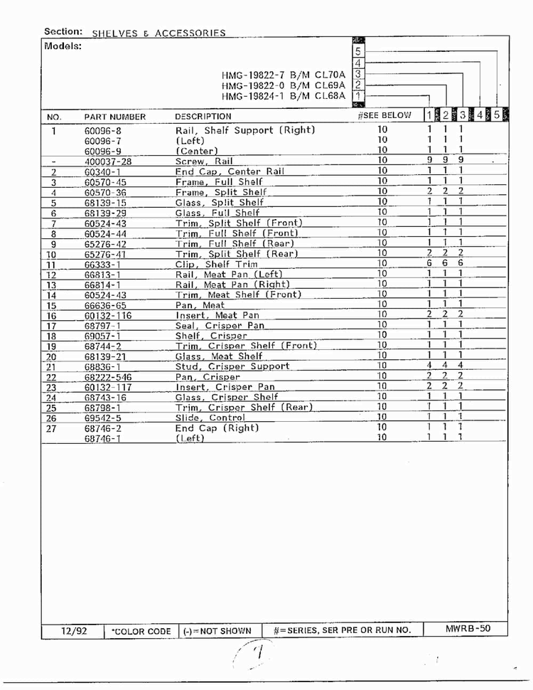 Shelves And Accessories Page 2 Diagram and Parts List for 19822-7  Admiral Refrigerator