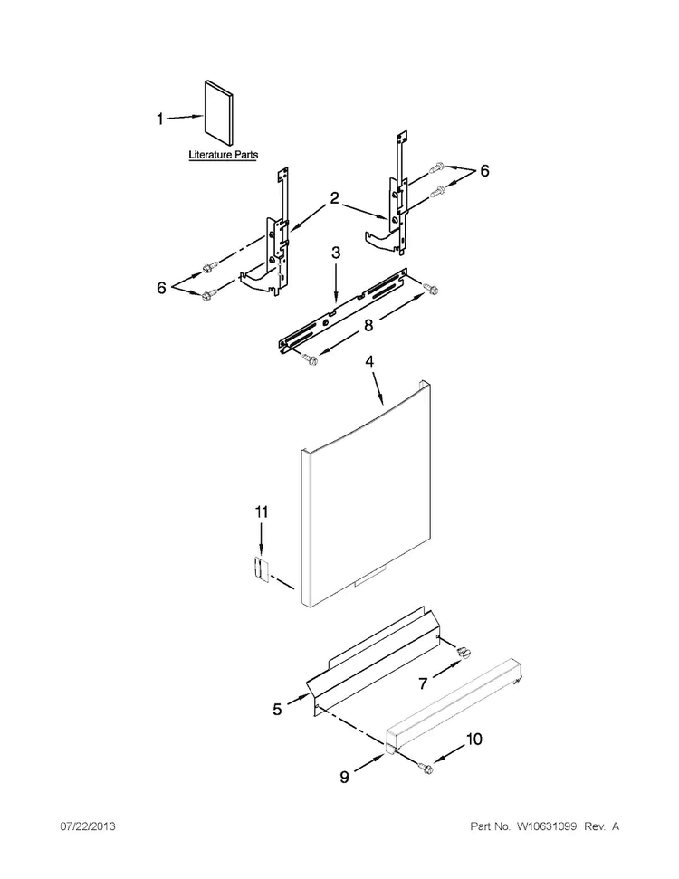 Door And Panel Parts Diagram and Parts List for MDC4809PAB2  Maytag Dishwasher