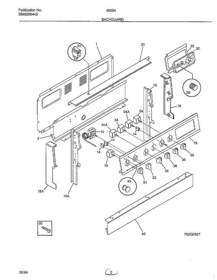 Backguard Diagram and Parts List for 486840A  Admiral Range