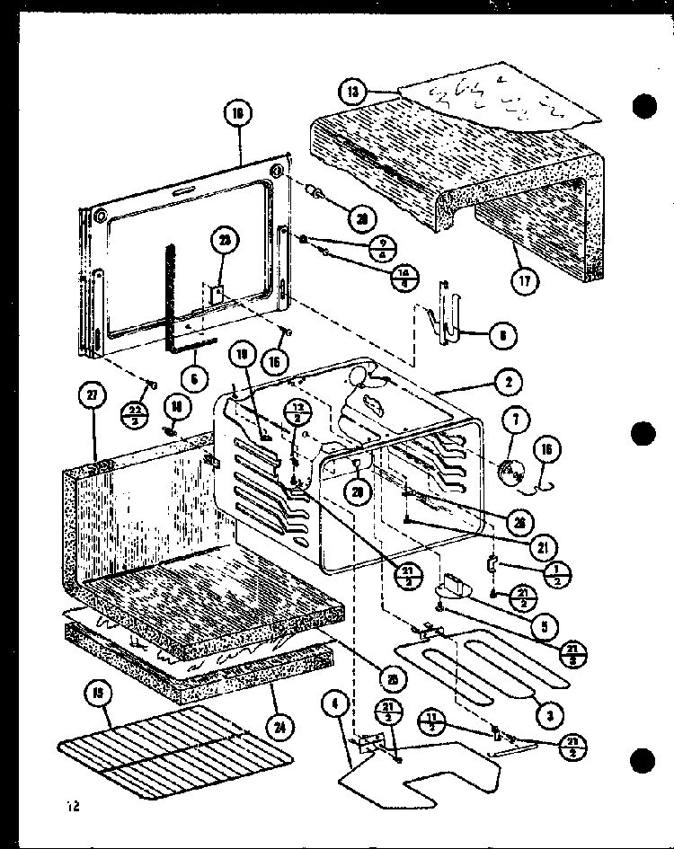 Main Body Diagram and Parts List for ARC-502 P85675-1S Amana Range