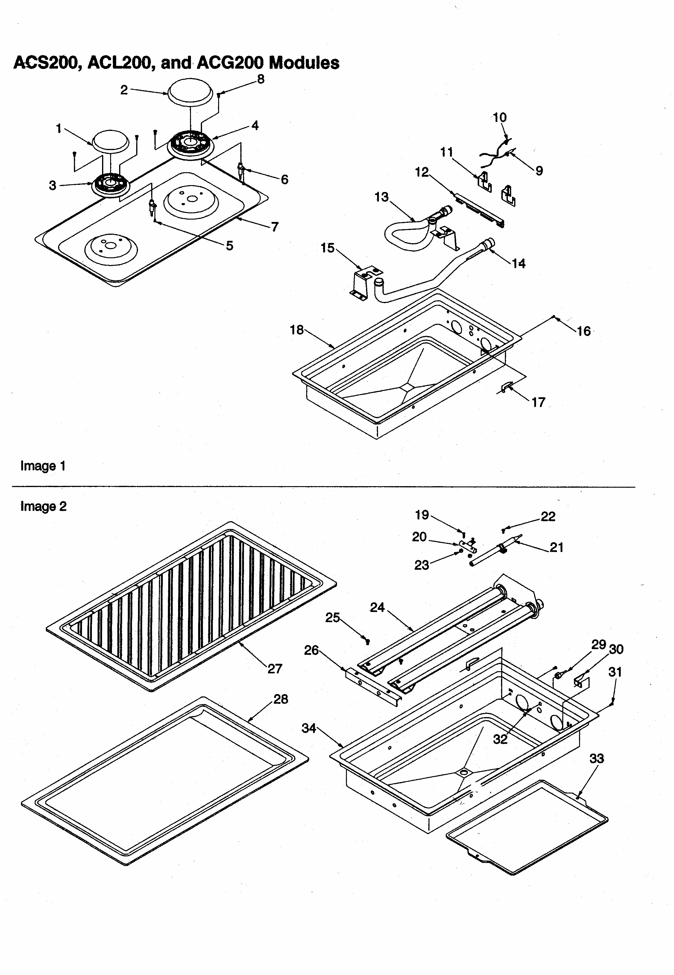 Gas Cartridge, Griddle, Grill Diagram and Parts List for ACL200-P1133392N  Amana Range