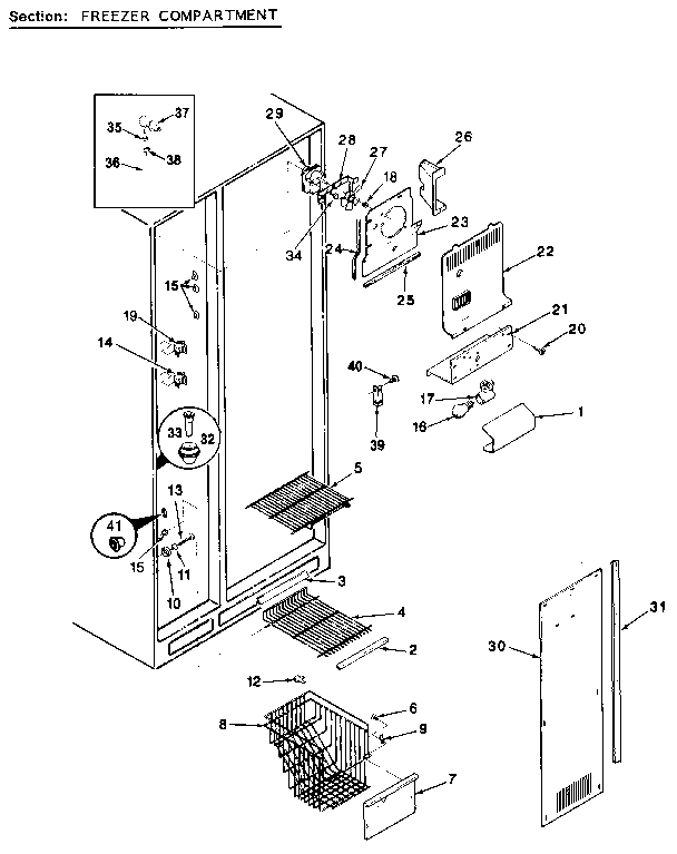 Freezer Section Diagram and Parts List for JRSD246B MCQ82A Jenn-Air Refrigerator