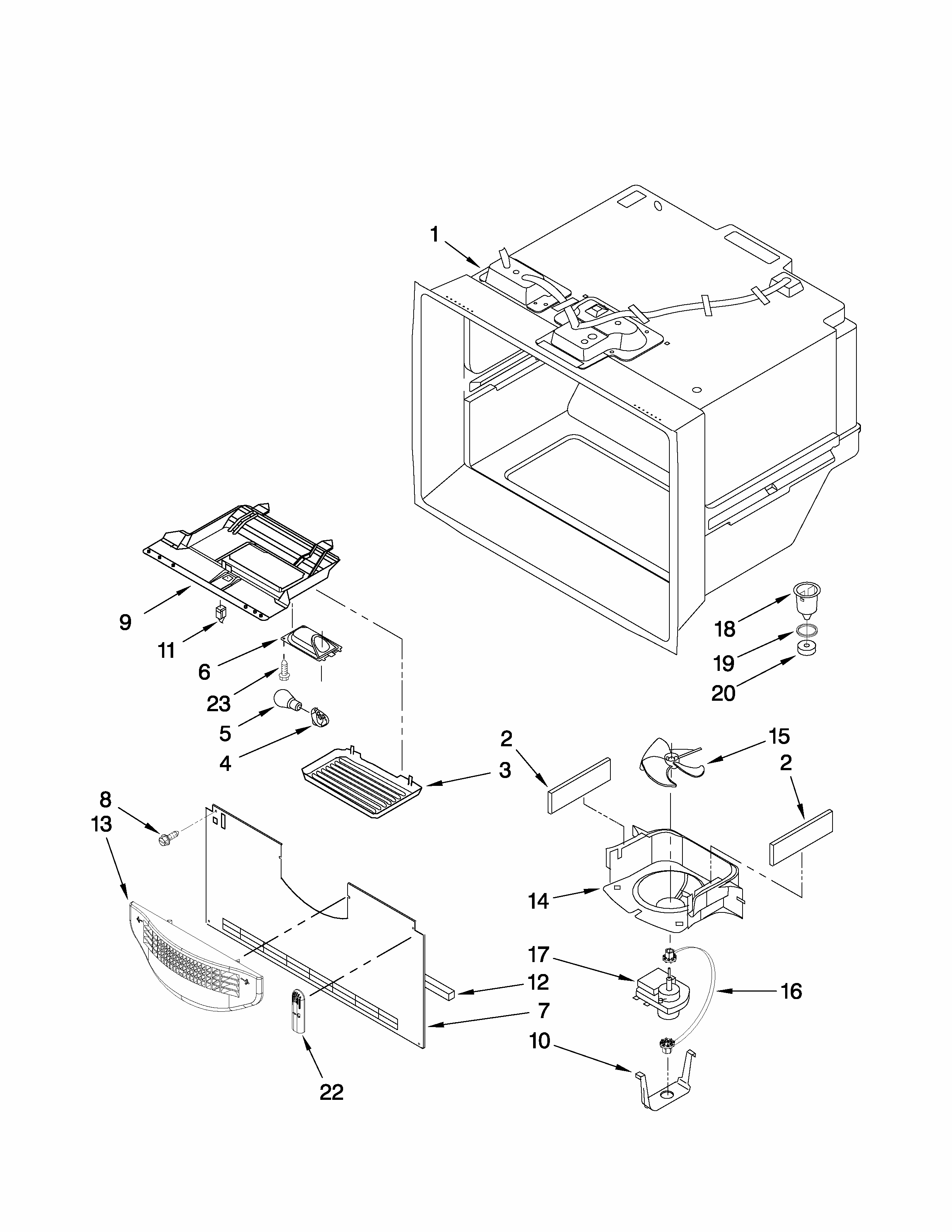 Freezer Liner Parts Diagram and Parts List for GB2526LEKS3  Amana Refrigerator