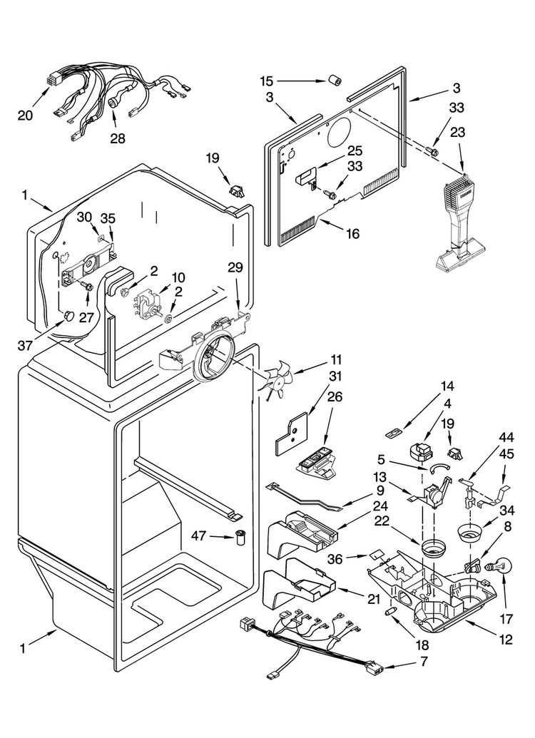 Liner Parts Diagram and Parts List for A9RXNMFWS00  Amana Refrigerator