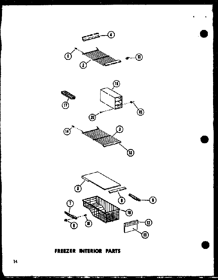 Freezer Interior Parts Diagram and Parts List for SRI-22E-A-P74870-21WA  Amana Refrigerator