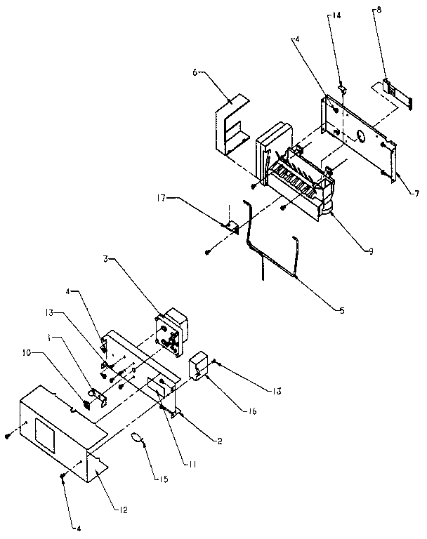 Ice Bucket And Ice Maker Diagram and Parts List for SZDE27N-P1162202W  Amana Refrigerator