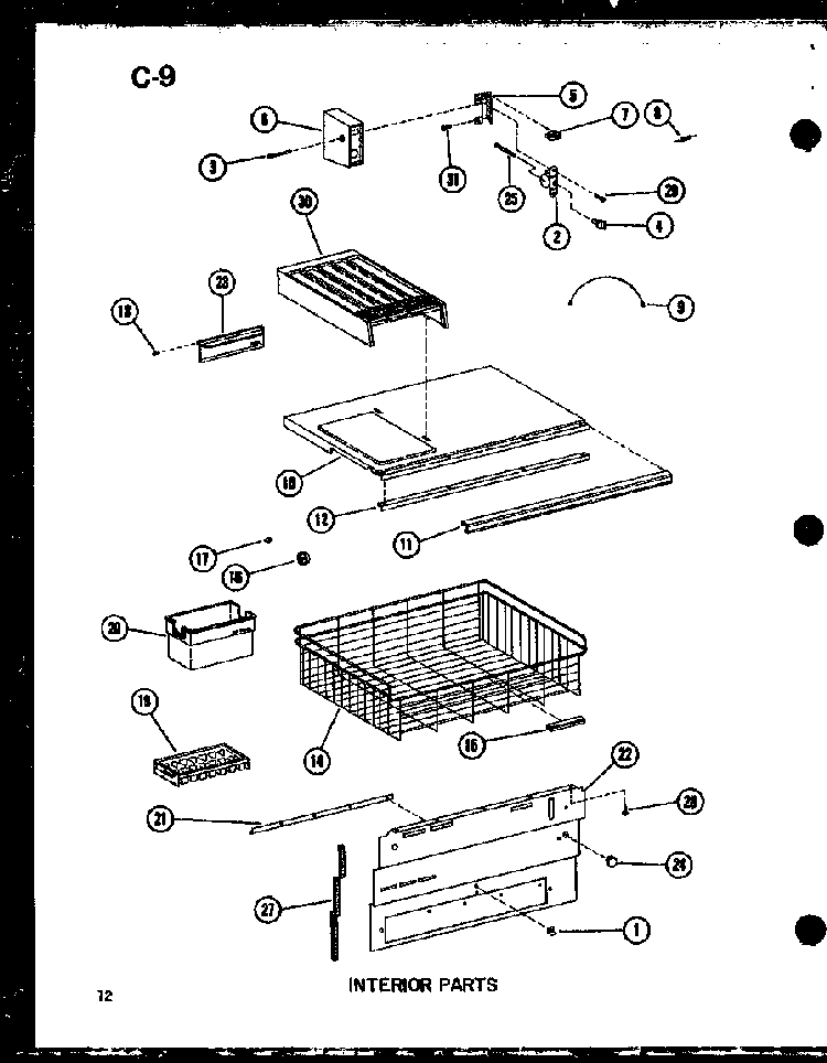 Interior Parts Diagram and Parts List for ESBFC16C-C-P60235-19WC  Amana Refrigerator