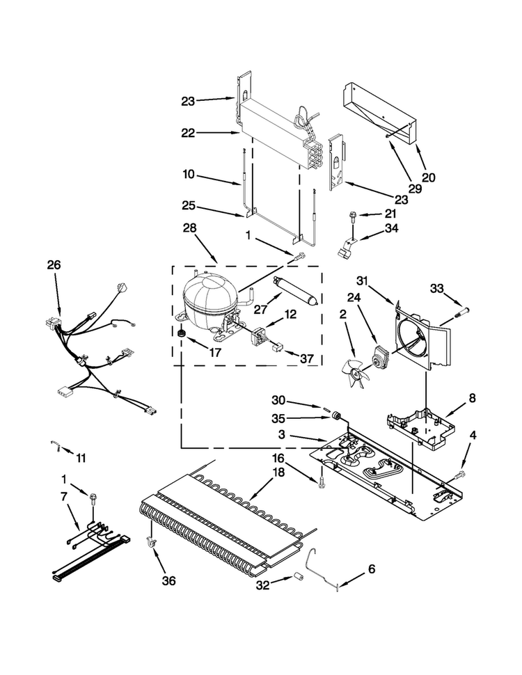 Unit Parts Diagram and Parts List for MFF2558VEB8  Maytag Refrigerator