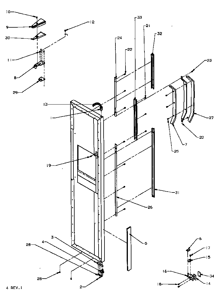 Freezer Door Hinge & Trim Parts Diagram and Parts List for SPD22NL-P1181306WL  Amana Refrigerator