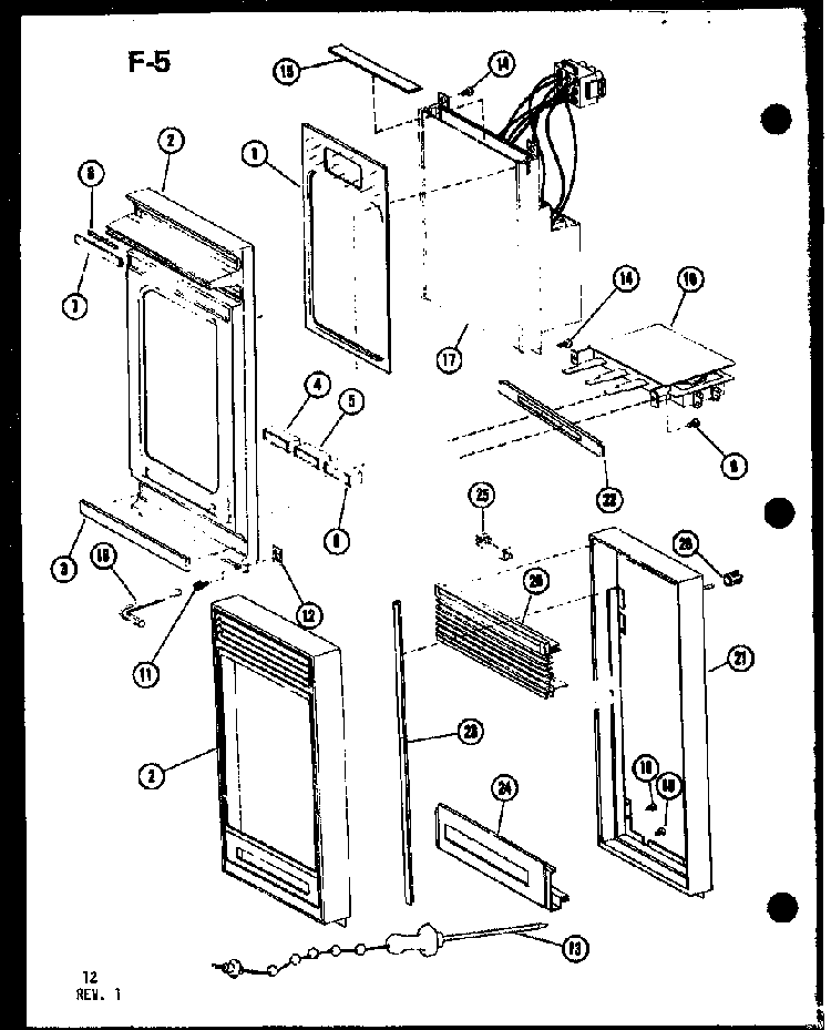 Control Panel Diagram and Parts List for RRL-8TC P75532-1M Amana Microwave