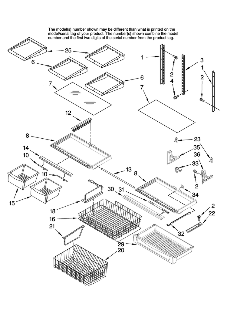 Shelf Parts Diagram and Parts List for ABB1927VEW10  Amana Refrigerator