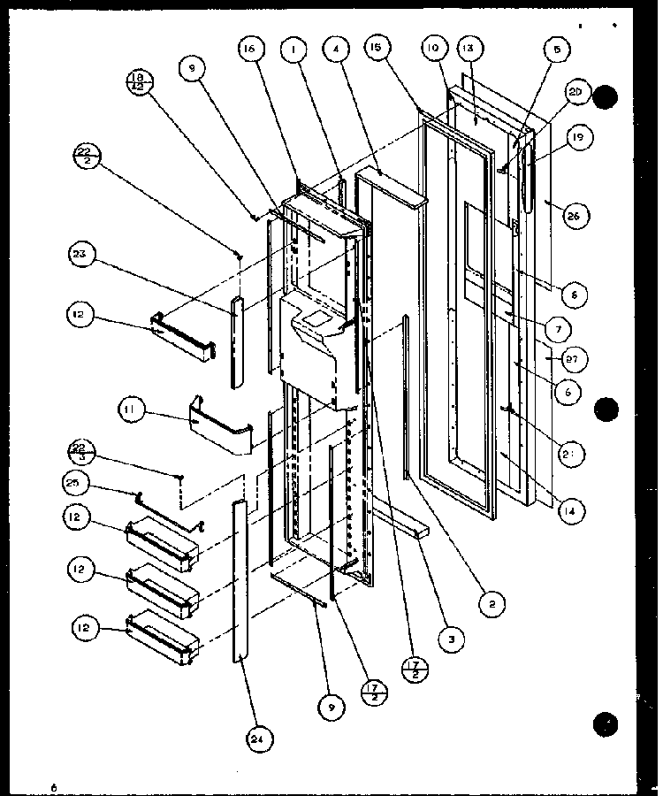 Section 6 Diagram and Parts List for 36088-P11108702W  Amana Refrigerator