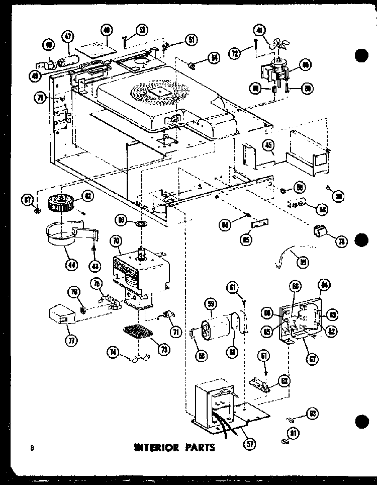 Interior Parts Diagram and Parts List for MR-3 P72318-1M Amana Microwave
