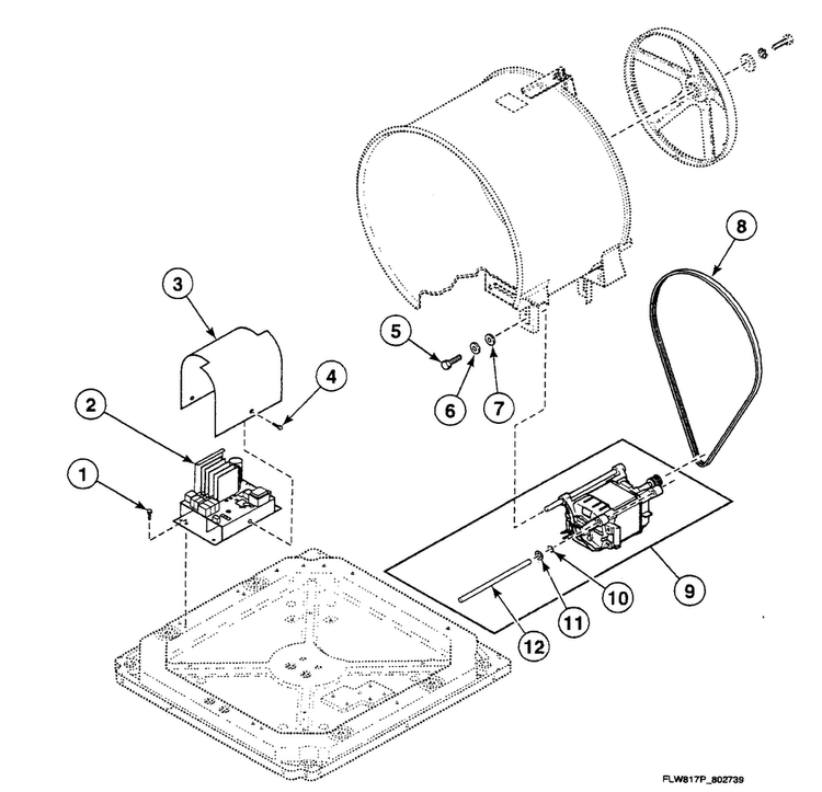Motor Assy Diagram and Parts List for SWFX74NN4000  Speed Queen Washer