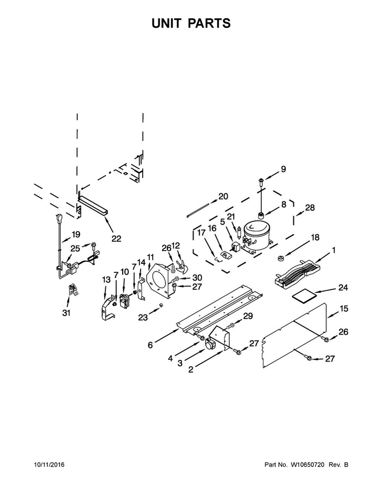 Unit Parts Diagram and Parts List for JUB24FRARS00  Jenn-Air Wine and Beverage Cooler