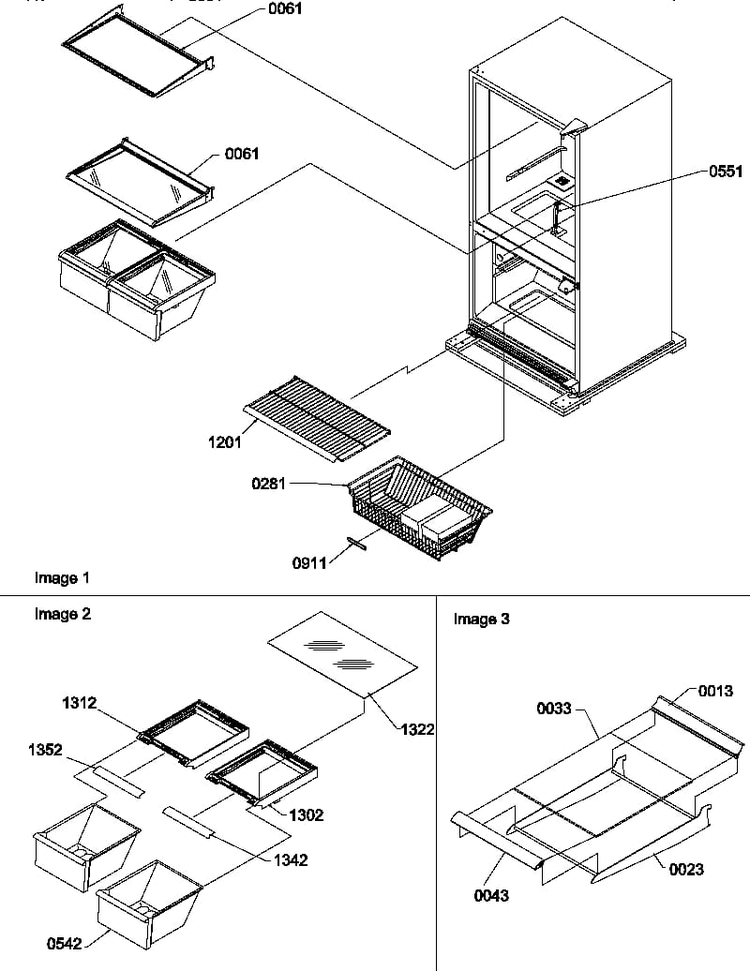 Shelving Assemblies Diagram and Parts List for BM20TBL-P1305801WL  Amana Refrigerator