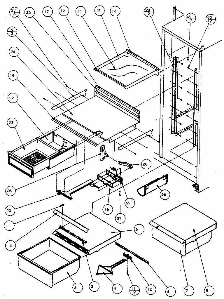 Factory Installed Ice Maker Diagram and Parts List for 596SBI20H P7836032W Kenmore Refrigerator