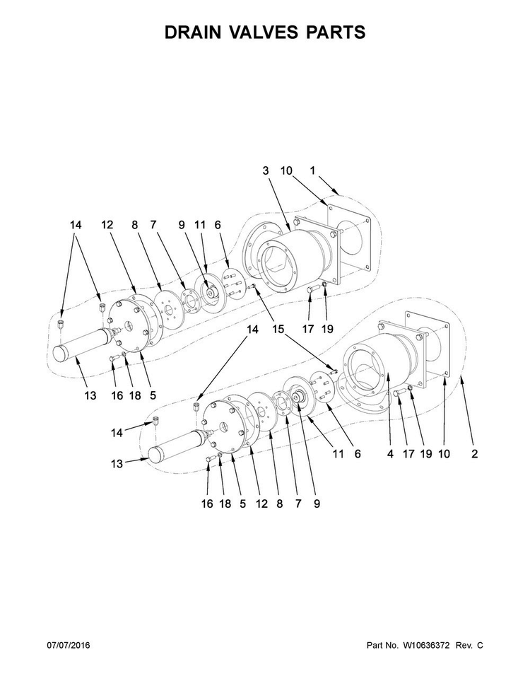 Drain Valves Parts Diagram and Parts List for MFS275PTVS  Maytag Washer
