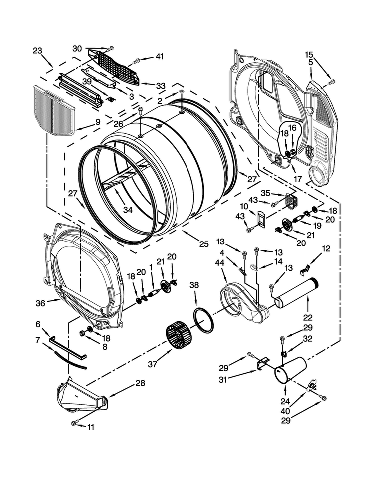 Bulkhead Parts Diagram and Parts List for MDG25PNBGW0  Maytag Dryer