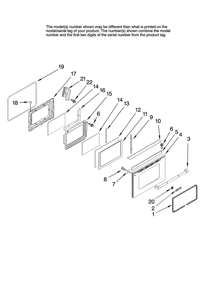 Lower Door Parts Diagram and Parts List for JGR8890ADP20  Jenn-Air Range