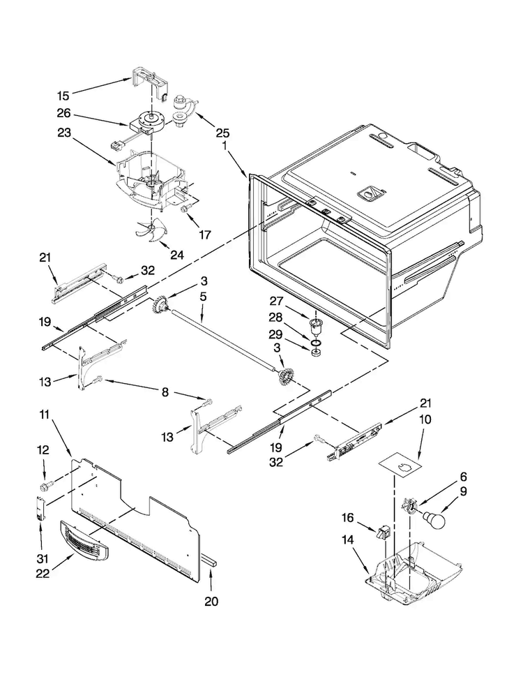 Freezer Liner Parts Diagram and Parts List for JFI2089WTS4  Jenn-Air Refrigerator
