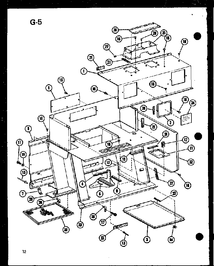 Cabinet Diagram and Parts List for MVH-9T P75409-1M Amana Microwave