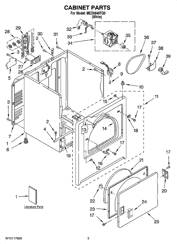 CABINET PARTS Diagram and Parts List for MED5640TQ0  Maytag Dryer