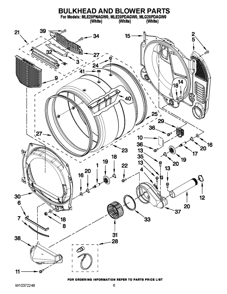 BULKHEAD AND BLOWER PARTS Diagram and Parts List for MLE20PNAGWO  Maytag Washer Dryer Combo