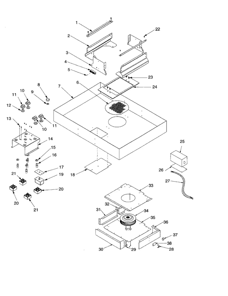 Cavity Diagram and Parts List for AKEF3070E-P1131763NE  Amana Cooktop