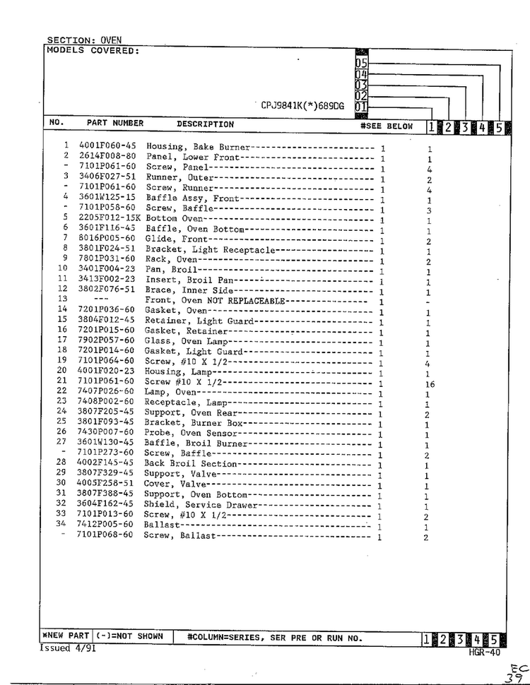 Oven Page 2 Diagram and Parts List for CPJ9841K(*)689DG  Hardwick Range