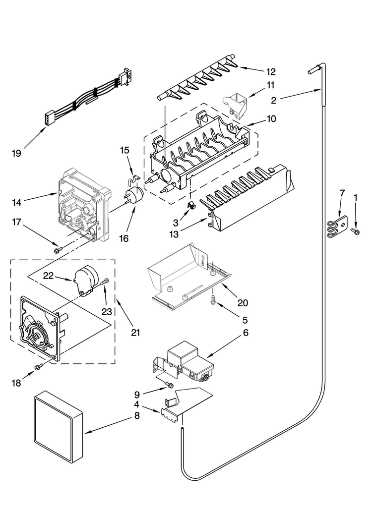 Icemaker Parts Diagram and Parts List for JCD2591WES00  Jenn-Air Refrigerator