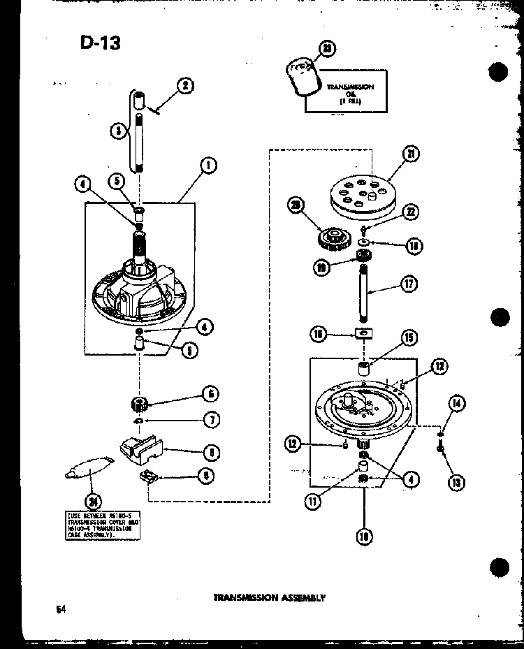 Transmission Assembly Diagram and Parts List for TAA800 P75751-7W Amana Dryer