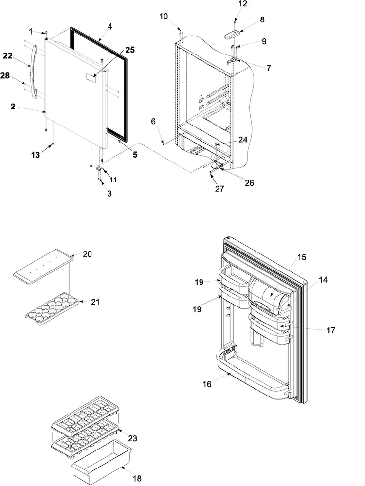 Refrigerator Door Diagram and Parts List for ABB2522FES0  Amana Refrigerator
