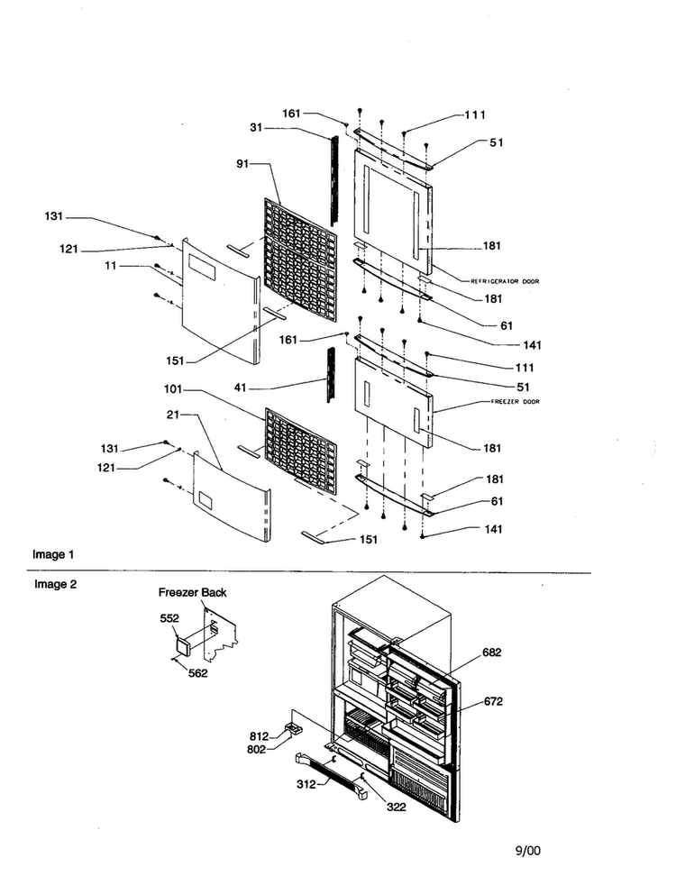 Control Panels, Handles And Grille Diagram and Parts List for BRF20VCPE-P1321306XE  Amana Refrigerator