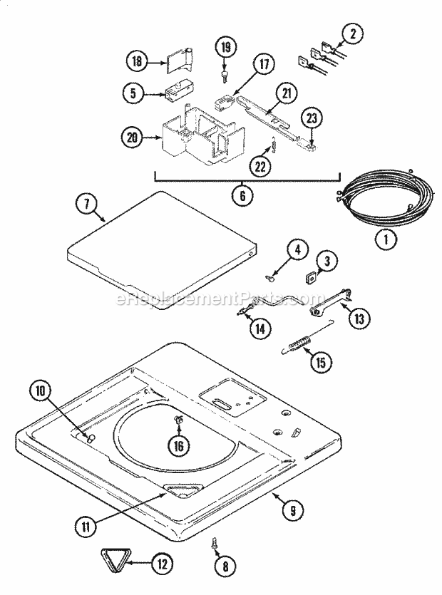 TOP & LID Diagram and Parts List for LSE7806ACE  Maytag Washer Dryer Combo