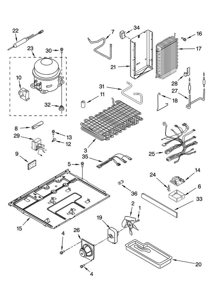 Unit Parts Diagram and Parts List for JCB2488MTR00  Jenn-Air Refrigerator