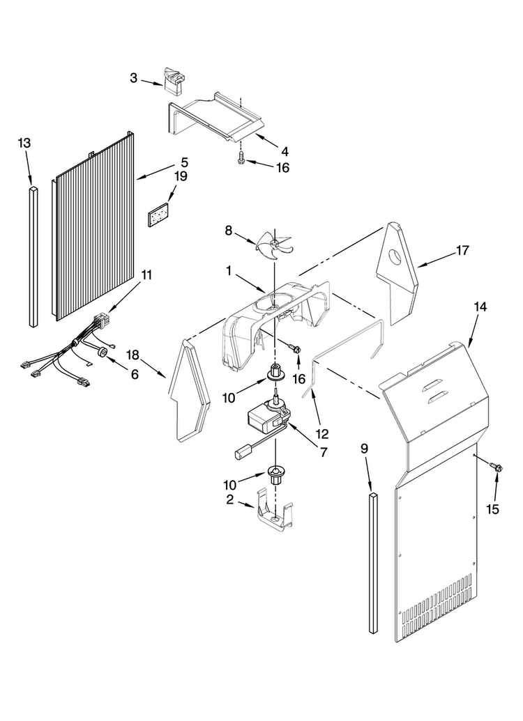Air Flow Parts Diagram and Parts List for JCD2591WES00  Jenn-Air Refrigerator