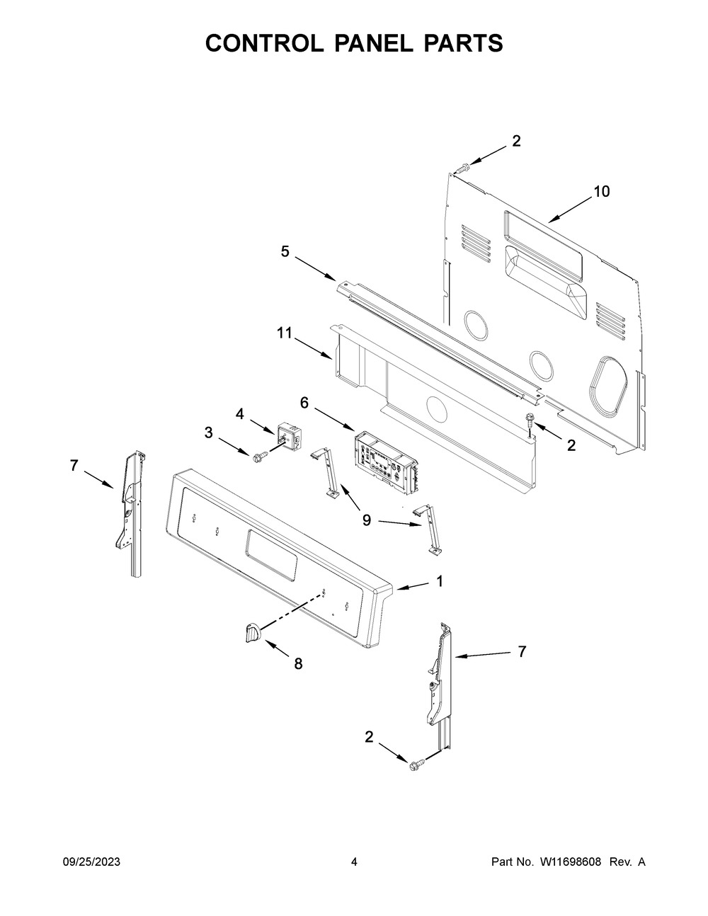 Control Panel Parts Diagram and Parts List for MER7700LZ3  Maytag Range