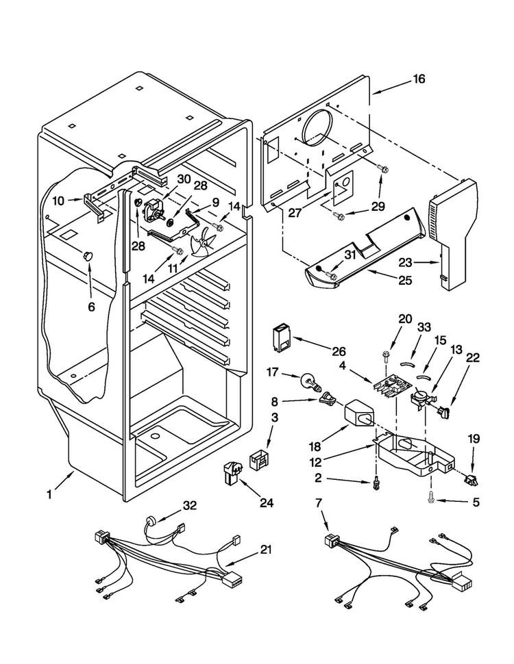 Liner Parts Diagram and Parts List for A8TXEGFYW01  Amana Refrigerator